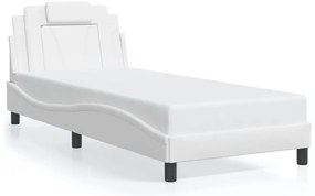 Estrutura de cama c/ luzes LED 80x200cm couro artificial branco