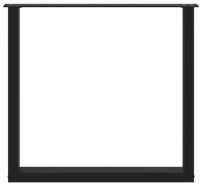 Pés de mesa de jantar em forma de U, 2 peças, preto, 80x (72-73) cm, a