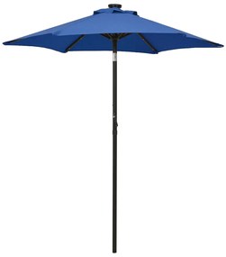 vidaXL Guarda-sol de jardim c/ luzes LED 200x211cm alumínio azul-ciano