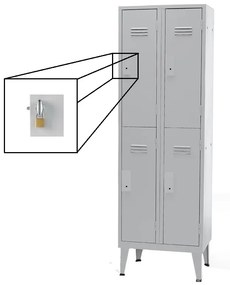 Cacifos Metálicos Duplo 4 portas - 1900x600x500mm Cadeado Metálico