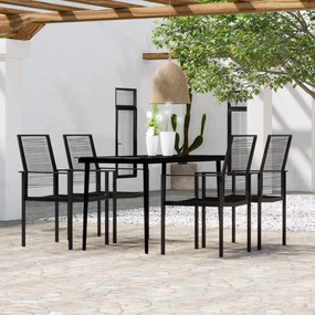 vidaXL 5 pcs Conjunto de jantar para jardim preto