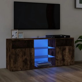 vidaXL Móvel de TV com luzes LED 120x30x50 cm carvalho fumado