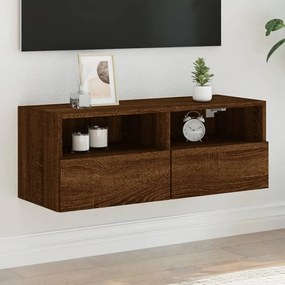 vidaXL Móvel parede p/ TV 80x30x30cm deriv. madeira carvalho castanho