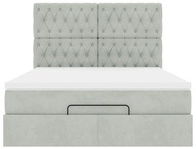 Estrutura de cama otomana com colchões 140x190cm cinzento claro