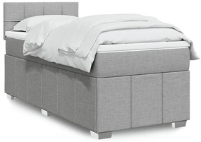 Cama com molas/colchão 90x190 cm tecido cinzento-claro