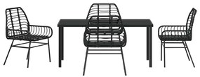 Conjunto de jantar de jardim com 5 peças em rattan sintético preto