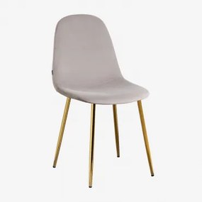 Pack De 4 Cadeiras De Jantar Glamm Dourado & Velluto Toupeira & Veludo - Sklum