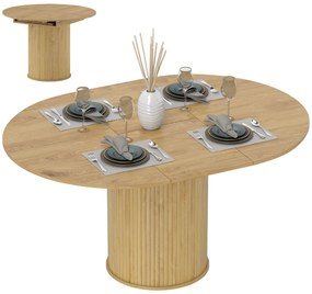 HOMCOM Mesa de Jantar Extensível Redonda 110-150 cm Mesa de Cozinha Extensível para 6-8 Pessoas com Base Estriada para Sala de Estar 110-150x110x75 cm Madeira