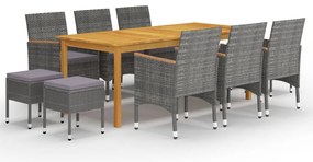 11 pcs conjunto de jantar para jardim cinzento