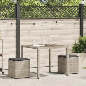 Bancos de jardim almofadas 2unid 40x40x43cm vime PE cinza claro