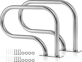 Conjunto de 2 Corrimãos para Piscina, 82,5 x 57 cm, Pega Ergonómica, Prateado