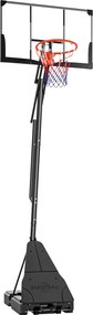 Tabela de Basquetebol para Exterior Ajustável de 245-305 cm com Rodas Base Preenchível e Sistema de Retorno Preto