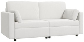 HOMCOM Sofá de 3 Lugares Sofá Sala de Estar Estofado em Poliéster com 2 Almofadas Acolchoadas 178x82x85 cm Creme