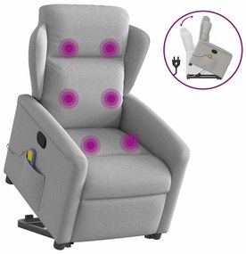 Poltrona elevatória de massagens tecido cinzento-nublado