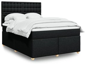 vidaXL Cama com molas/colchão 140x200 cm tecido preto