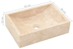 Lavatório 45x30x12 cm mármore creme brilhante