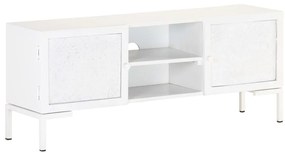Móvel de TV 115x30x46 cm madeira de mangueira maciça branco