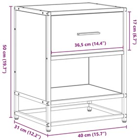 Mesa de cabeceira 40x31x50 cm derivados de madeira cinza sonoma