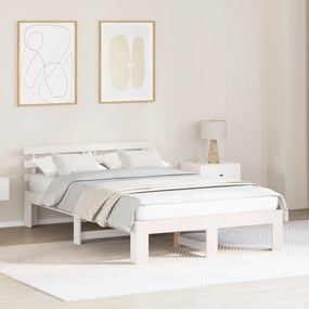 vidaXL Estrutura de Cama Branca de Pinho Branca Madeira Sólida