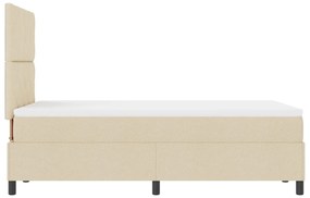 Cama com Caixa de Molas e Colchão &amp; LED Creme 120x200 cm Tecido