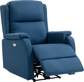 HOMCOM Poltrona Reclinável Elétrica com Apoio de Pés em Tecido Efeito Linho, 79x90x106 cm, Cinza Escuro | Aosom Portugal