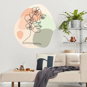 Autocolante de parede - Flores no rosto de uma mulher a cores