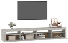 Móvel de TV com luzes LED 240x35x40 cm cinzento cimento