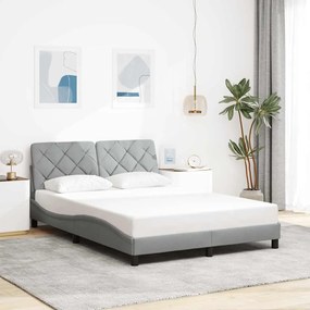 Estrutura de cama sem colchão 140x190 cm tecido cinzento-claro