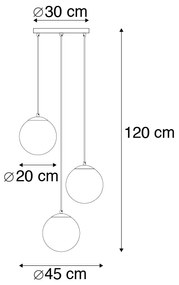 Candeeiro de suspensão inteligente latão com 3 WiFi ST64 com vidro azul - Pallon