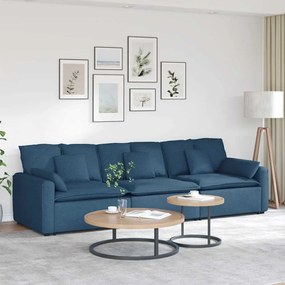 vidaXL Sofá modular com almofadas azul