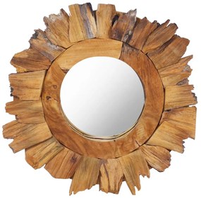 288803 vidaXL Espelho de parede redondo 40 cm madeira de teca