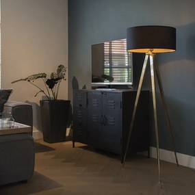 Candeeiro de pé moderno em latão com cúpula preta - Ilse