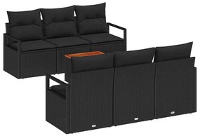 Conjunto Modular de Sofás de Jardim 7 pcs Preto Grande