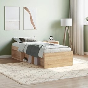 vidaXL Estrutura de cama solteiro 75x190 cm carvalho sonoma