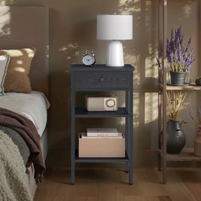 Mesa de cabeceira, mesa auxiliar, gaveta e compartimentos abertos 35,1 x 35,1 x 70,1 cm preto