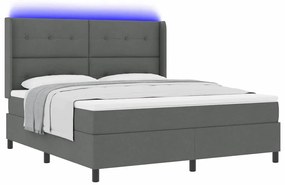 Cama Box com Colchão e LED Cinza Escuro 180 x 200 cm em Tecido