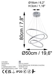 Candeeiro de Teto LED "Simit" Regulável – Cinzento – 50x50x80 cm – Des