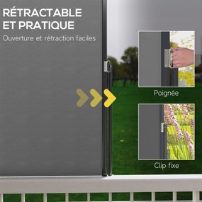 Toldo lateral com proteção contra olhares indiscretos, retrátil, 3 x 1,4 m, em alumínio e poliéster anti-UV de alta densidade (180 g/m²), cinzento esc