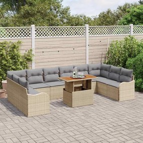Conjunto de Sofá de Jardim com 11 Peças em Rattan e Almofadas na cor B