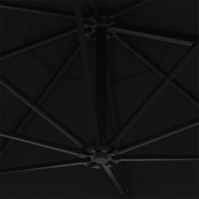 Guarda-sol de montar na parede com mastro metálico 300 cm preto