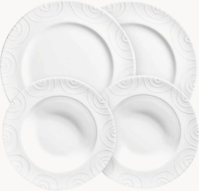Conjunto de loiça artesanal Weißgeflammt, 2 pessoas, conjunto de 4