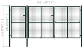 Portão de jardim 400x200 cm aço verde