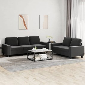 2 pcs conjunto de sofás tecido preto