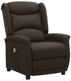 vidaXL Poltrona de massagens tecido castanho-escuro