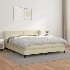 vidaXL Cama com molas/colchão 160x200 cm couro artificial cor creme