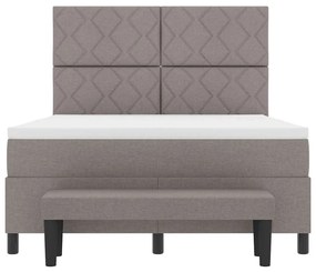 Cama Box Spring com Colchão e Banco Taupe 140x190 cm Tecido