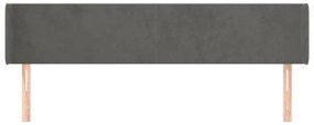 Cabeceira de cama c/ abas veludo 183x16x78/88cm cinzento-escuro