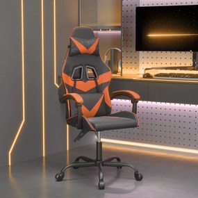 vidaXL Cadeira gaming giratória couro artificial preto e laranja