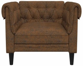 Sofá chesterfield tecido castanho