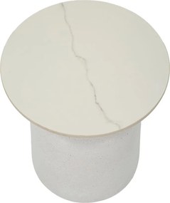 Mesa de Centro White Fush - Base de Ferro e Topo Cerâmico Branco - Ø 4